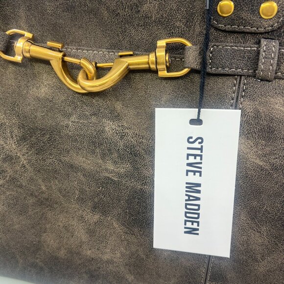 Steve Madden Boho Fringe Shoulder Bag Western Style Tote Purse NWT Brown Tan - Picture 5 of 13